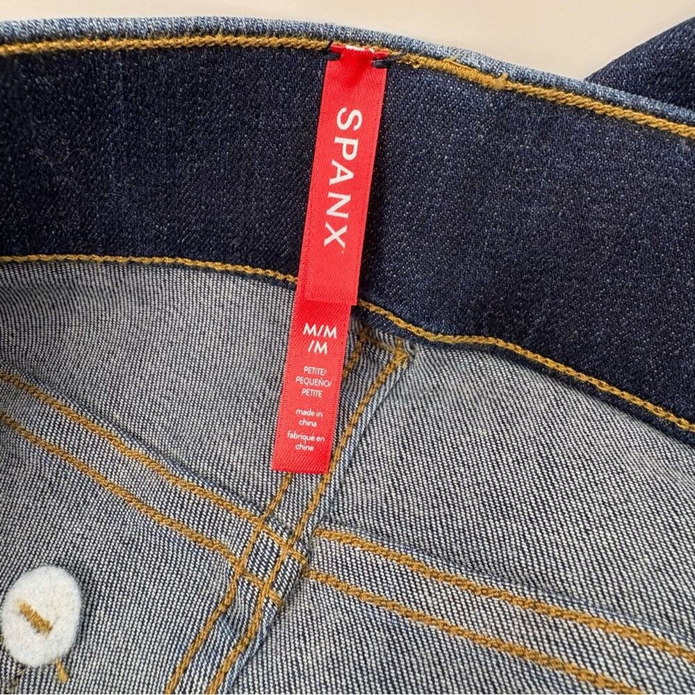 Spanx EveryWear Flare Jeans Medium Petite Dark Wash High Rise Pull On NWT - Picture 10 of 13